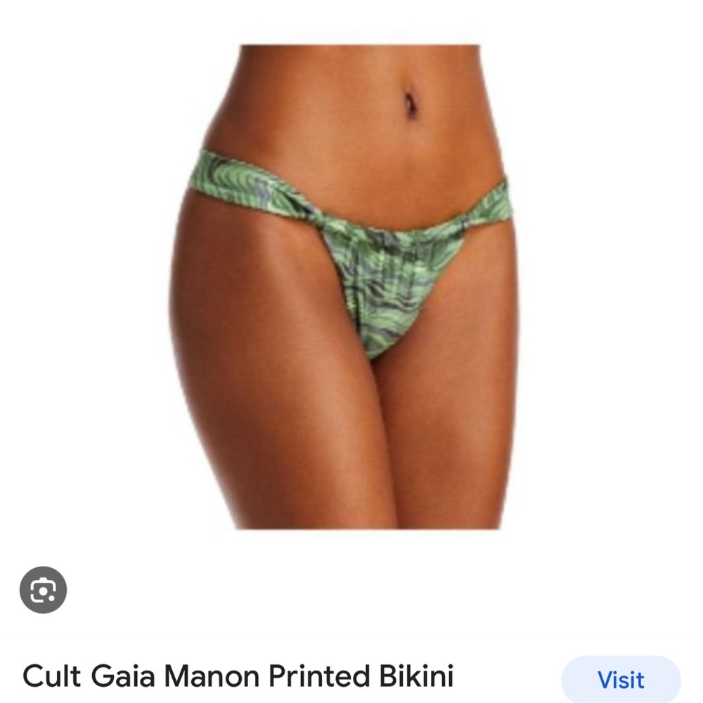 Cult Gaia Manon Printed Bikini Bottom Green XS NWT